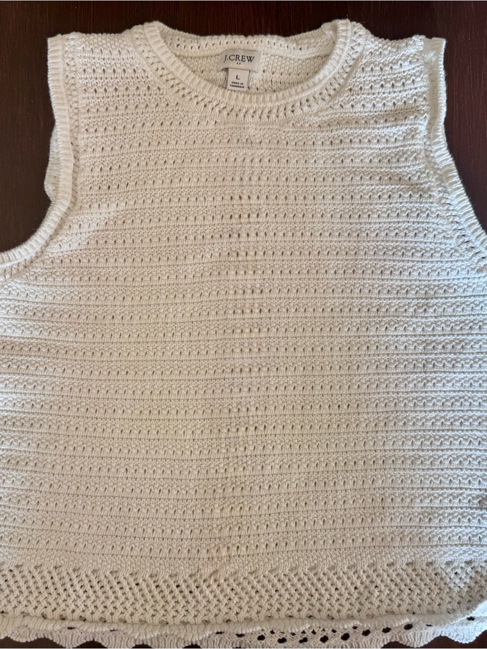 J.Crew Sleeveless Crochet Knit Top in White